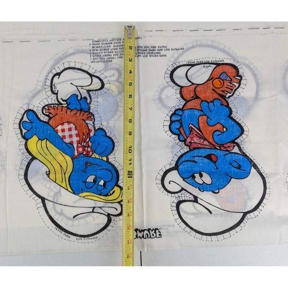 Vtg 1982 Smurf & Smurfette Western Cowboy Cut Sew Fabric Panel Pillow Doll Uncut - Picture 7 of 10